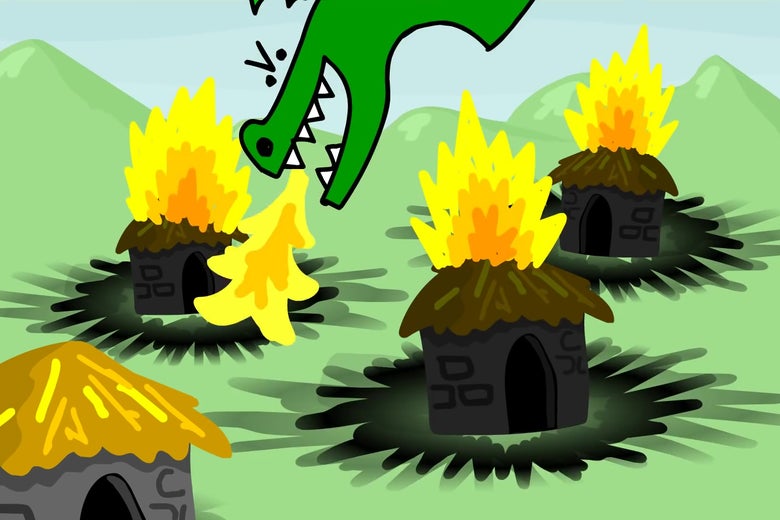 Trogdor burninating some cottages.